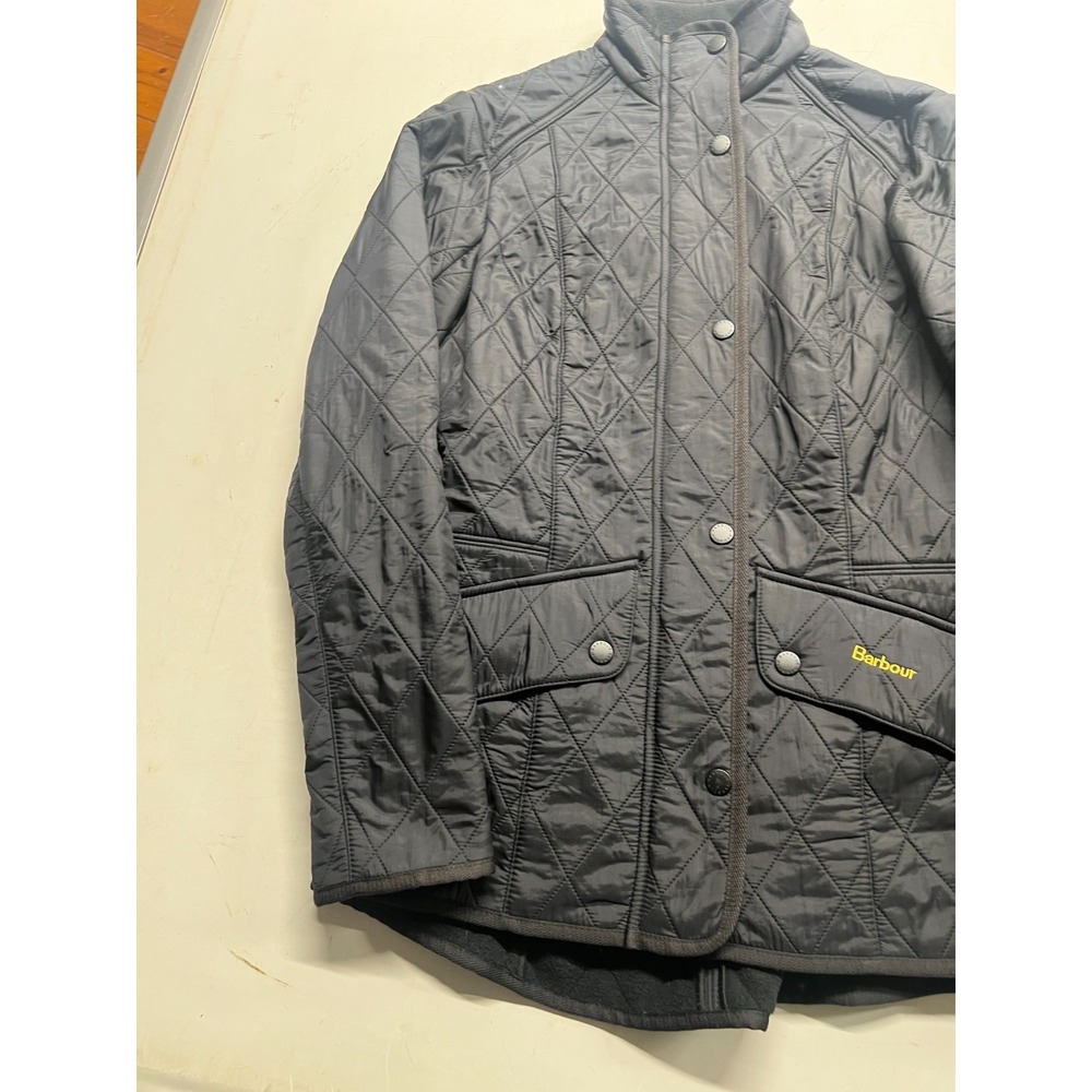 Barbour Cavalry Polarquilt Quilted Jacket Black Button Fleece Lined Women Sz 4 - Picture 2 of 9